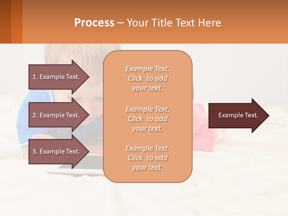 Two Children Laying On A Bed Playing With A Tablet PowerPoint Template