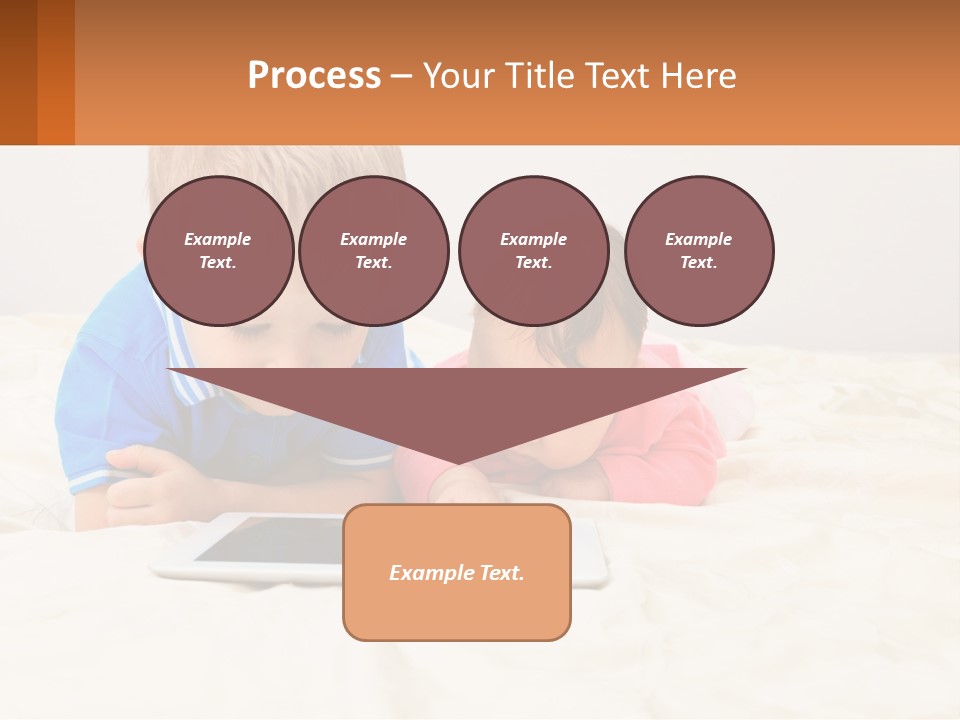 Two Children Laying On A Bed Playing With A Tablet PowerPoint Template