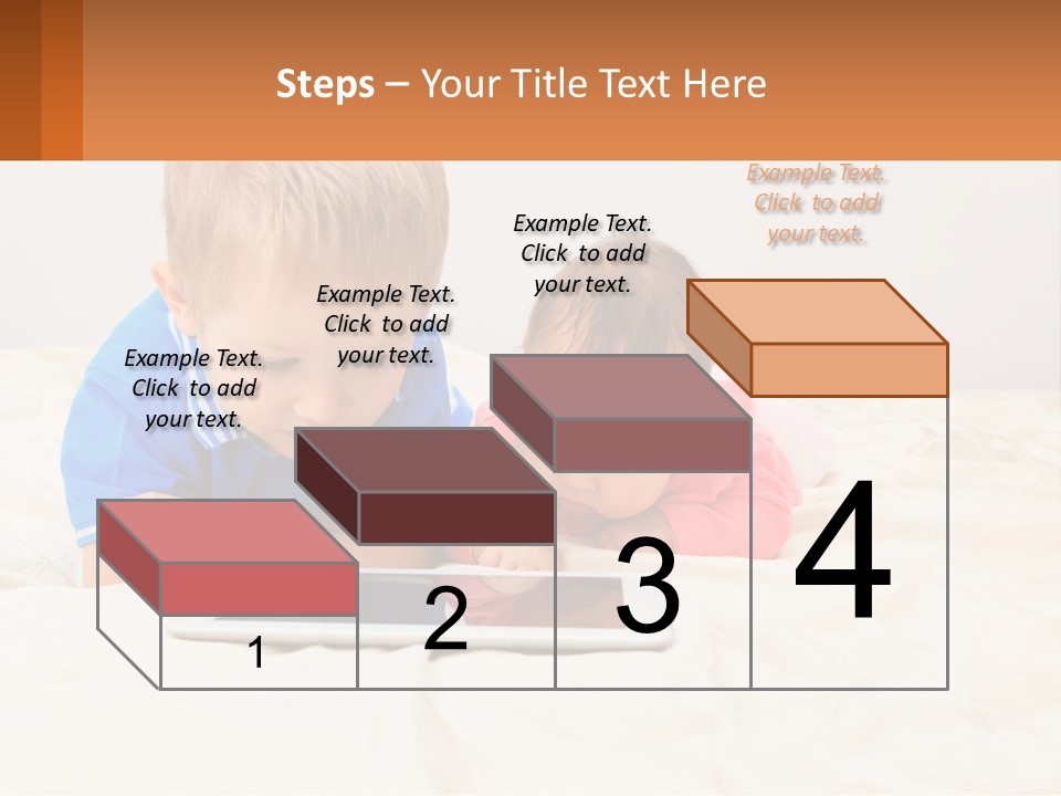 Two Children Laying On A Bed Playing With A Tablet PowerPoint Template