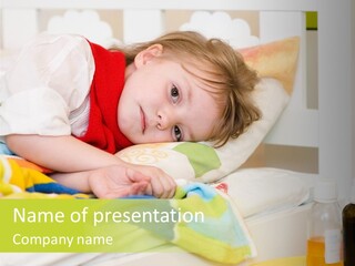 A Child Laying On A Bed With A Blanket PowerPoint Template