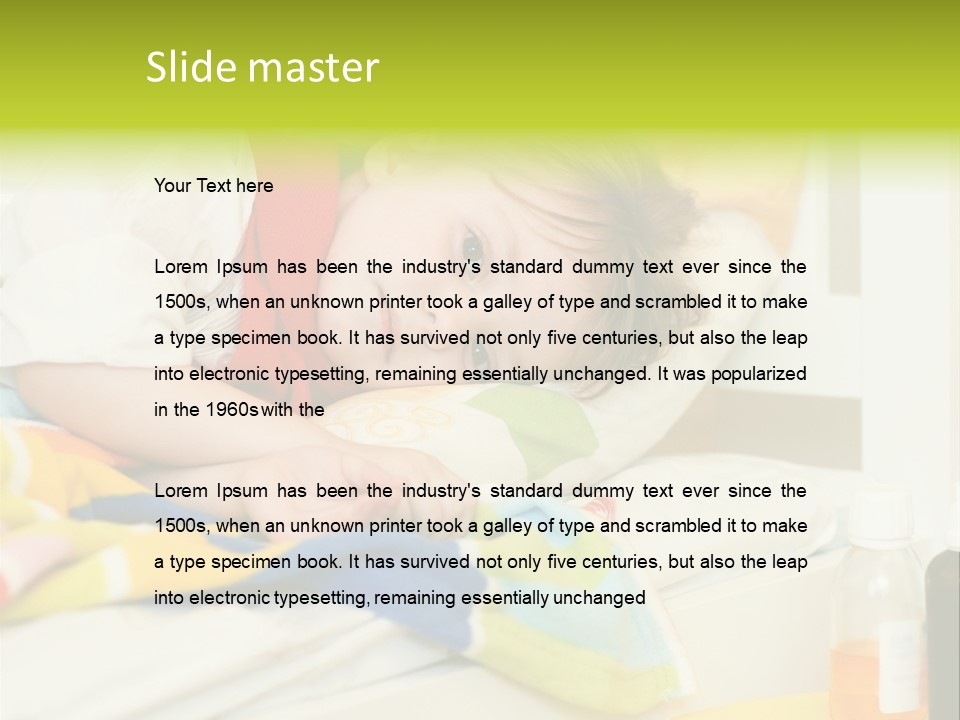A Child Laying On A Bed With A Blanket PowerPoint Template