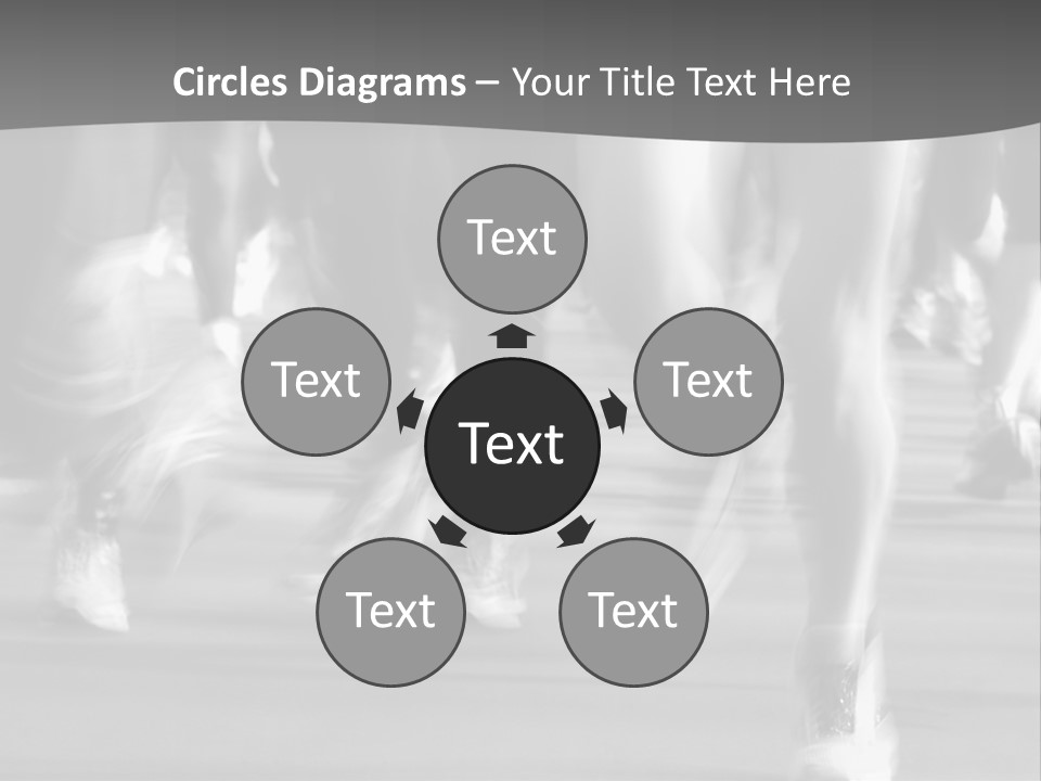 A Group Of People Walking Down A Street In Black And White PowerPoint Template