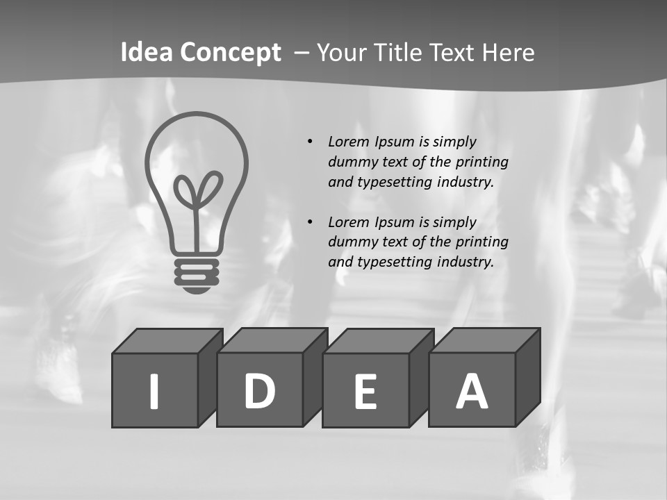 A Group Of People Walking Down A Street In Black And White PowerPoint Template