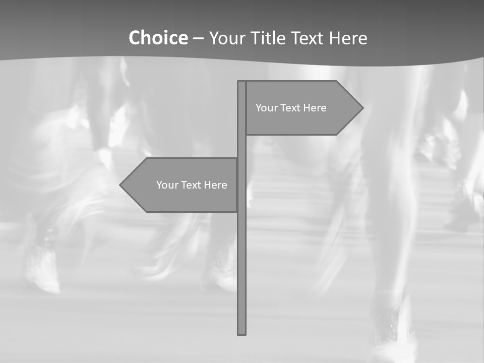 A Group Of People Walking Down A Street In Black And White PowerPoint Template