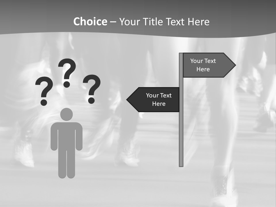 A Group Of People Walking Down A Street In Black And White PowerPoint Template