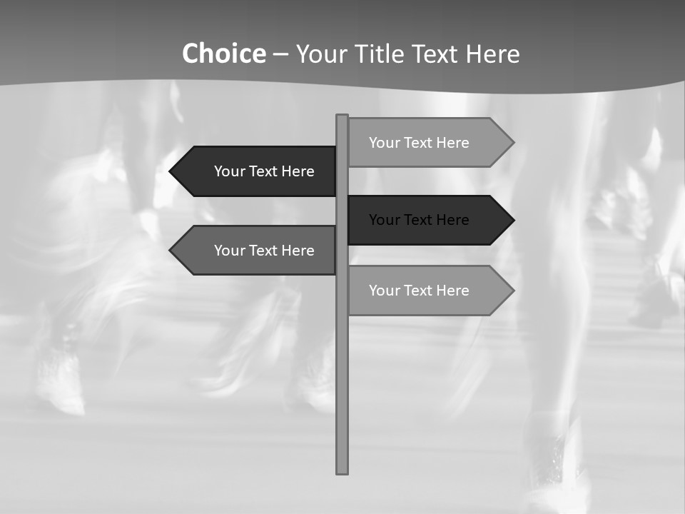 A Group Of People Walking Down A Street In Black And White PowerPoint Template