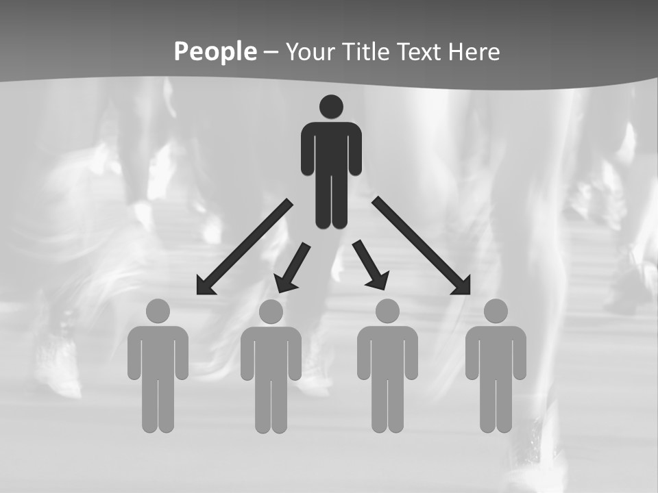 A Group Of People Walking Down A Street In Black And White PowerPoint Template