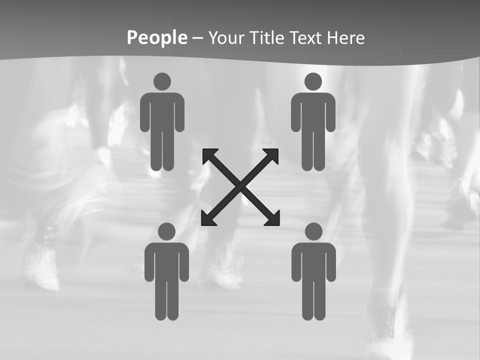 A Group Of People Walking Down A Street In Black And White PowerPoint Template