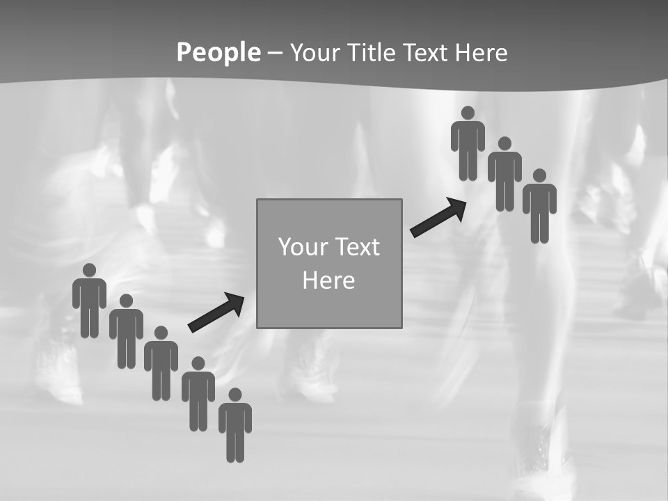 A Group Of People Walking Down A Street In Black And White PowerPoint Template