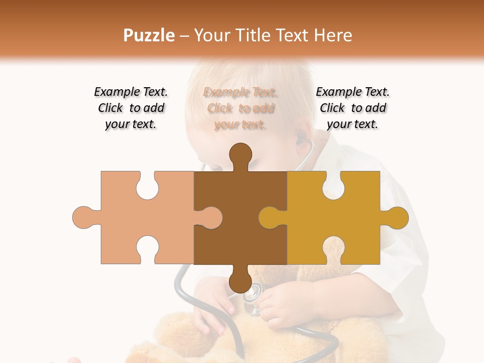 A Child With A Stethoscope Is Holding A Teddy Bear PowerPoint Template