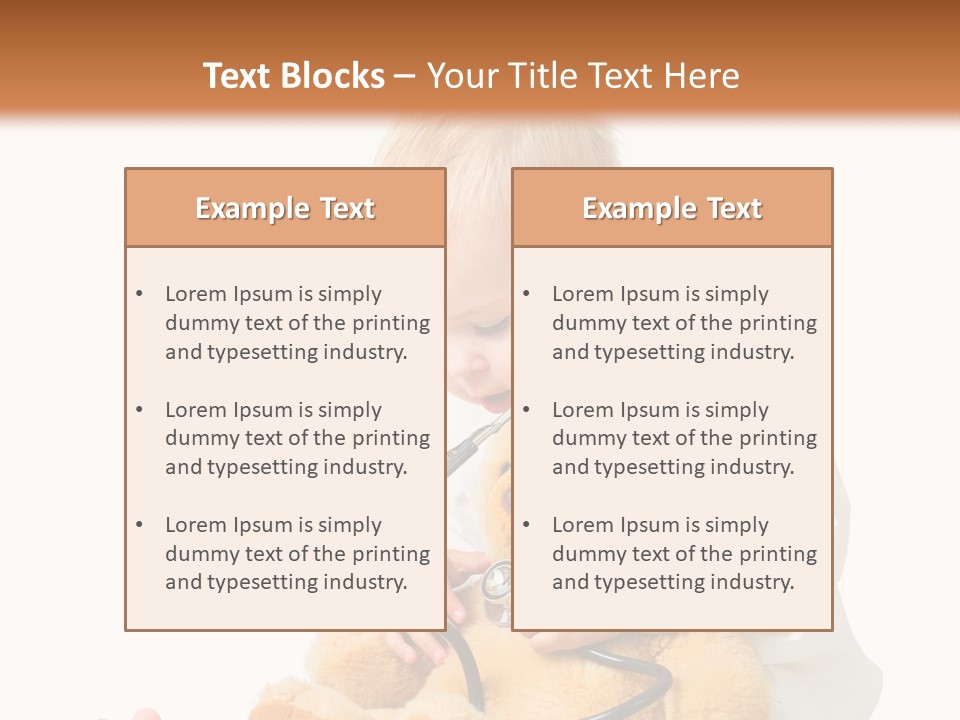 A Child With A Stethoscope Is Holding A Teddy Bear PowerPoint Template