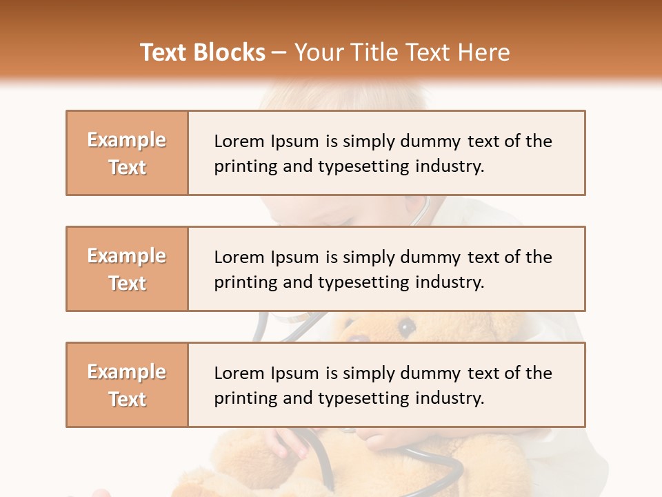 A Child With A Stethoscope Is Holding A Teddy Bear PowerPoint Template