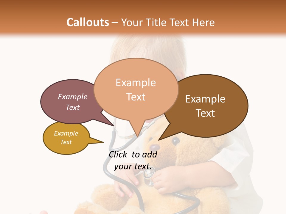 A Child With A Stethoscope Is Holding A Teddy Bear PowerPoint Template