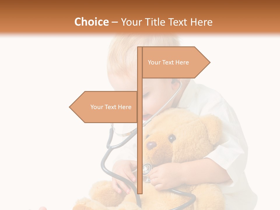 A Child With A Stethoscope Is Holding A Teddy Bear PowerPoint Template