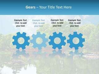 A Red Bridge Over A Body Of Water PowerPoint Template