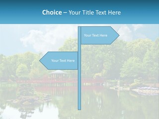A Red Bridge Over A Body Of Water PowerPoint Template