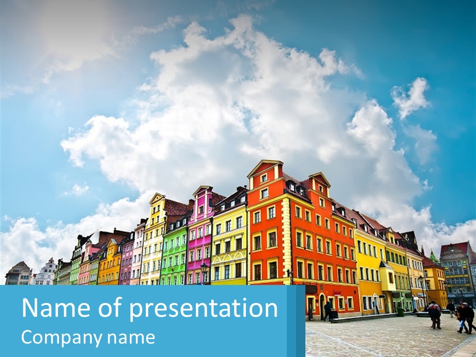 A Group Of Buildings With A Sky Background PowerPoint Template