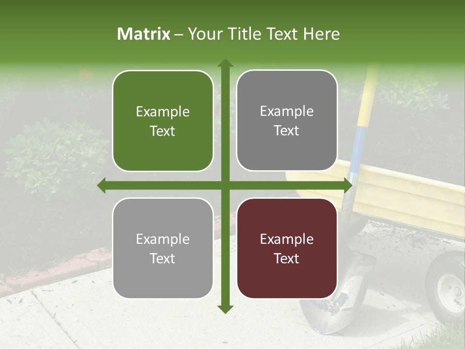 A Yellow Wheelbarrow With A Shovel On A Sidewalk PowerPoint Template