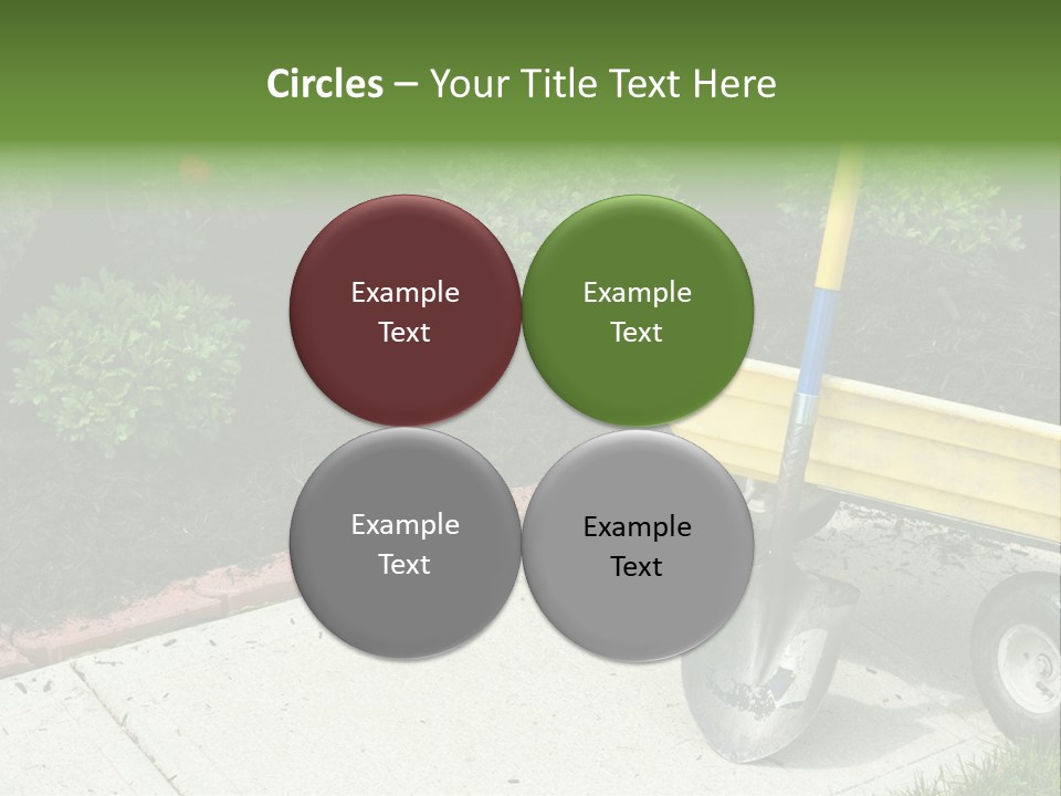 A Yellow Wheelbarrow With A Shovel On A Sidewalk PowerPoint Template