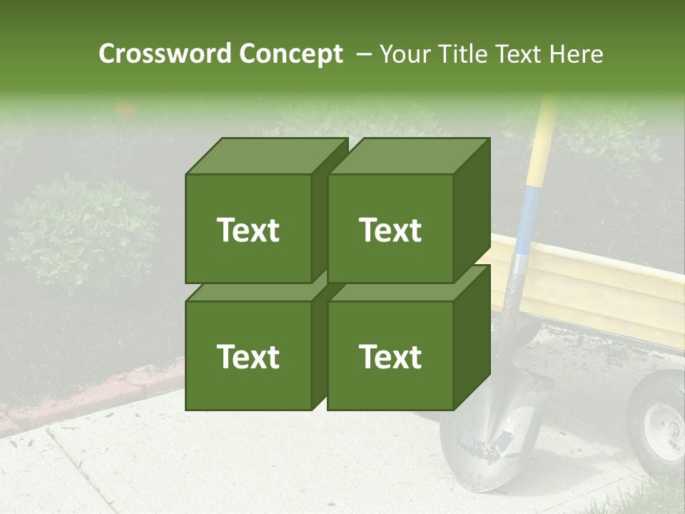 A Yellow Wheelbarrow With A Shovel On A Sidewalk PowerPoint Template