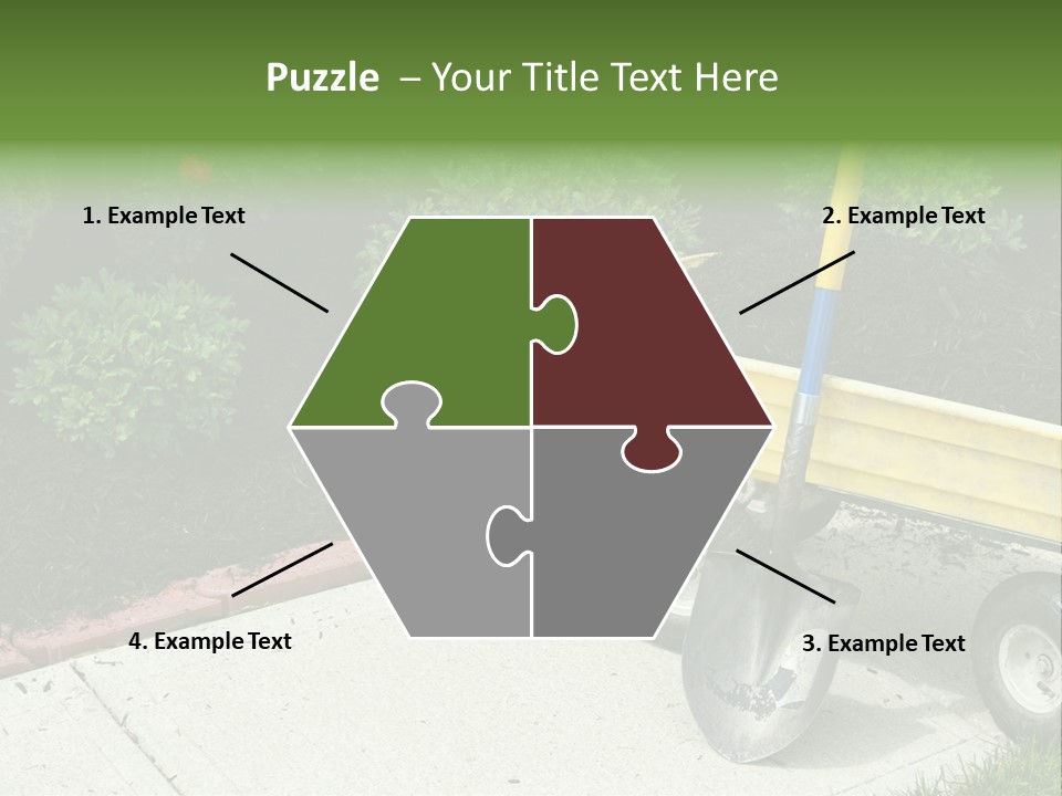 A Yellow Wheelbarrow With A Shovel On A Sidewalk PowerPoint Template