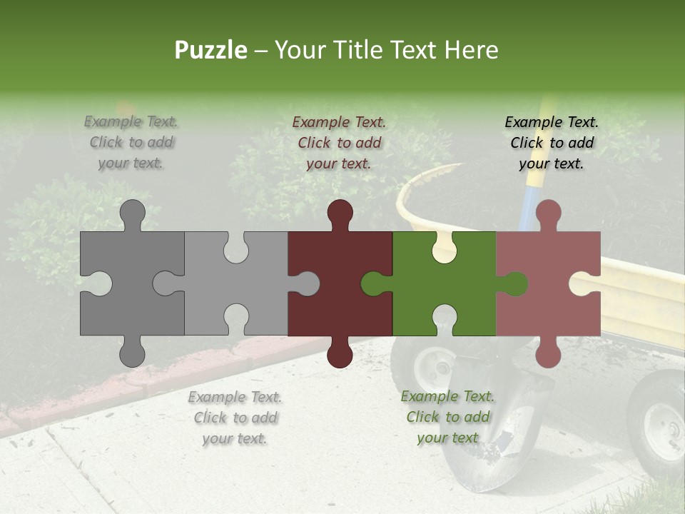 A Yellow Wheelbarrow With A Shovel On A Sidewalk PowerPoint Template