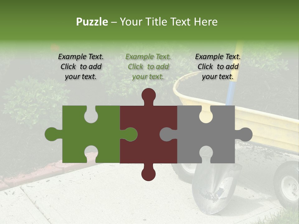 A Yellow Wheelbarrow With A Shovel On A Sidewalk PowerPoint Template