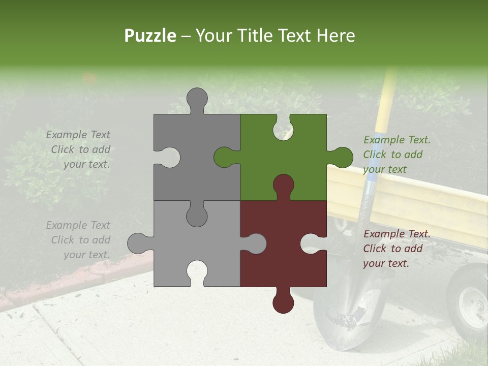 A Yellow Wheelbarrow With A Shovel On A Sidewalk PowerPoint Template