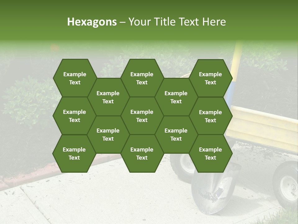 A Yellow Wheelbarrow With A Shovel On A Sidewalk PowerPoint Template