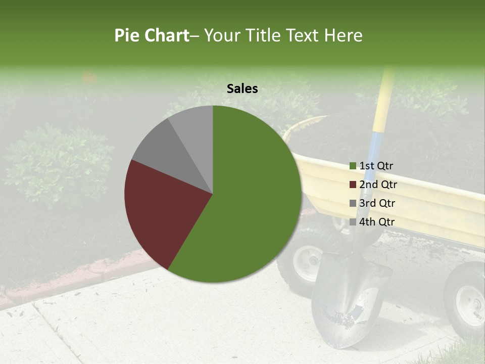 A Yellow Wheelbarrow With A Shovel On A Sidewalk PowerPoint Template