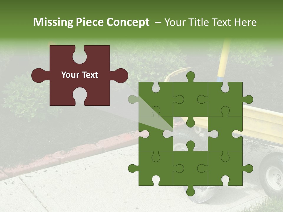 A Yellow Wheelbarrow With A Shovel On A Sidewalk PowerPoint Template