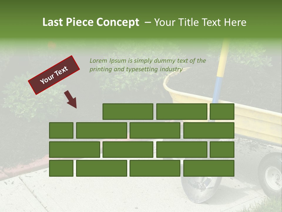 A Yellow Wheelbarrow With A Shovel On A Sidewalk PowerPoint Template