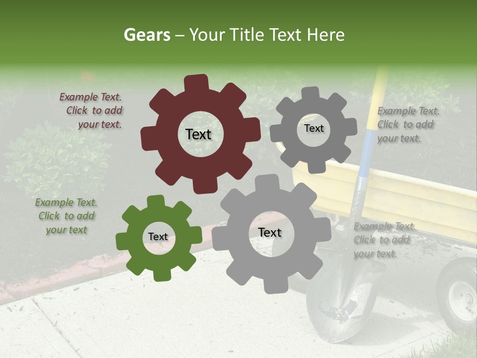 A Yellow Wheelbarrow With A Shovel On A Sidewalk PowerPoint Template