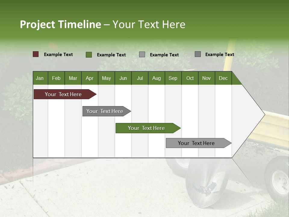 A Yellow Wheelbarrow With A Shovel On A Sidewalk PowerPoint Template