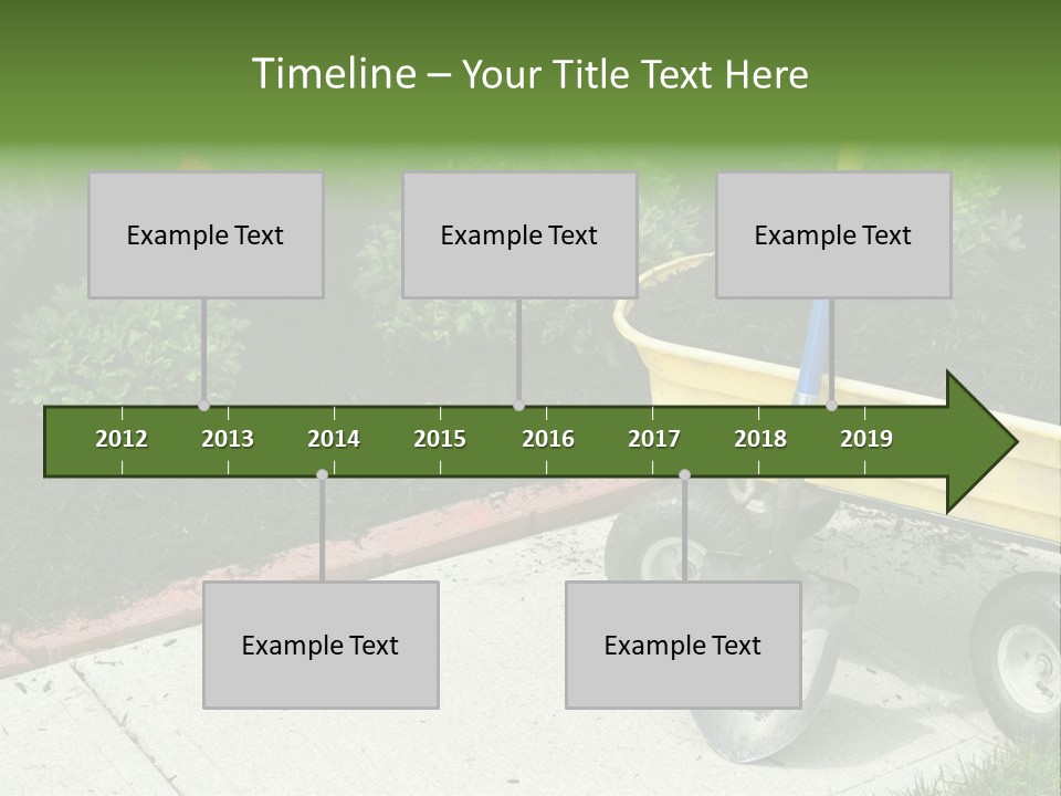 A Yellow Wheelbarrow With A Shovel On A Sidewalk PowerPoint Template