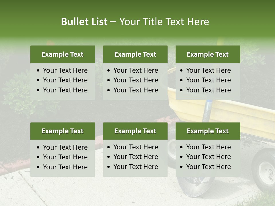 A Yellow Wheelbarrow With A Shovel On A Sidewalk PowerPoint Template