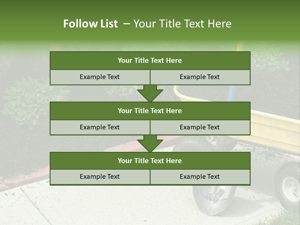 A Yellow Wheelbarrow With A Shovel On A Sidewalk PowerPoint Template