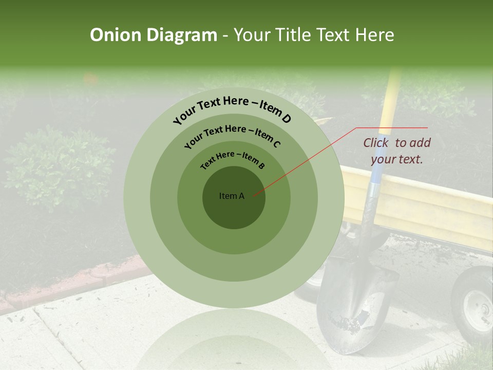 A Yellow Wheelbarrow With A Shovel On A Sidewalk PowerPoint Template