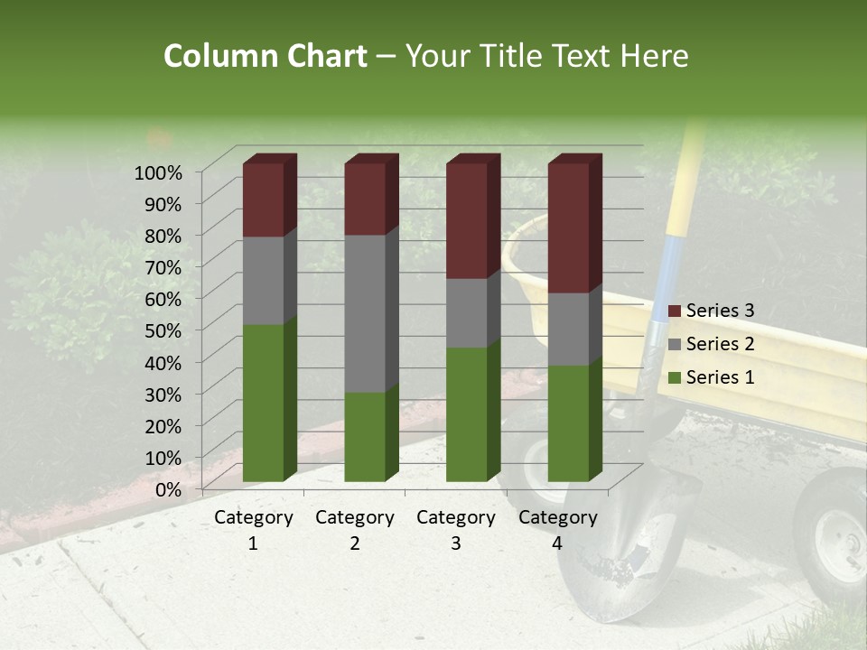 A Yellow Wheelbarrow With A Shovel On A Sidewalk PowerPoint Template