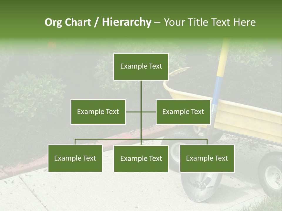 A Yellow Wheelbarrow With A Shovel On A Sidewalk PowerPoint Template