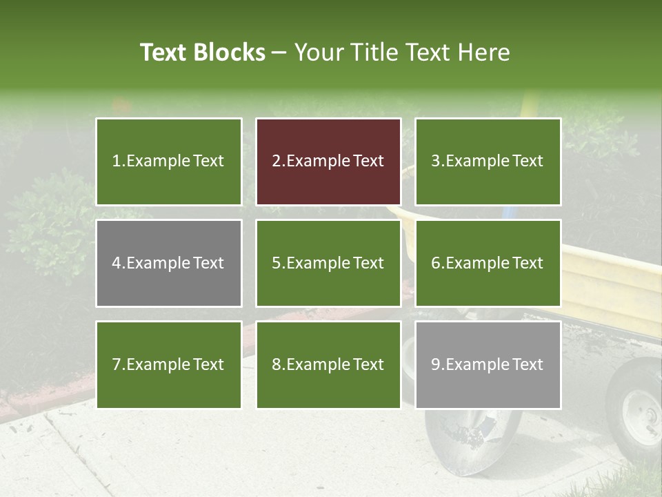 A Yellow Wheelbarrow With A Shovel On A Sidewalk PowerPoint Template