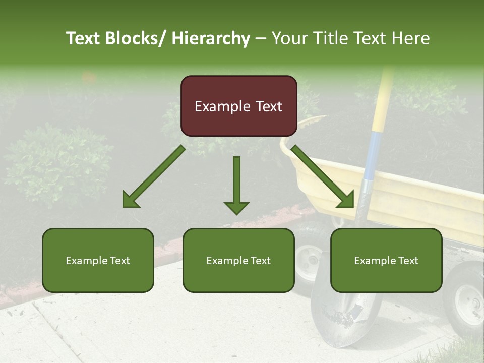 A Yellow Wheelbarrow With A Shovel On A Sidewalk PowerPoint Template