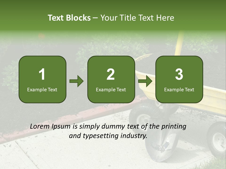 A Yellow Wheelbarrow With A Shovel On A Sidewalk PowerPoint Template