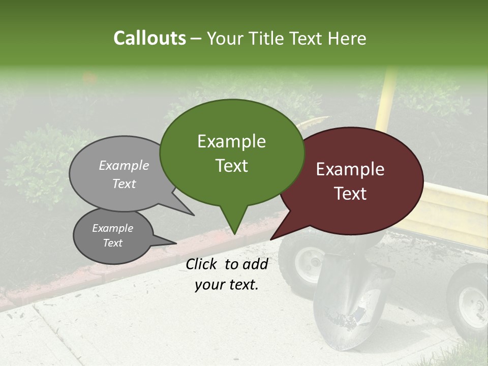 A Yellow Wheelbarrow With A Shovel On A Sidewalk PowerPoint Template