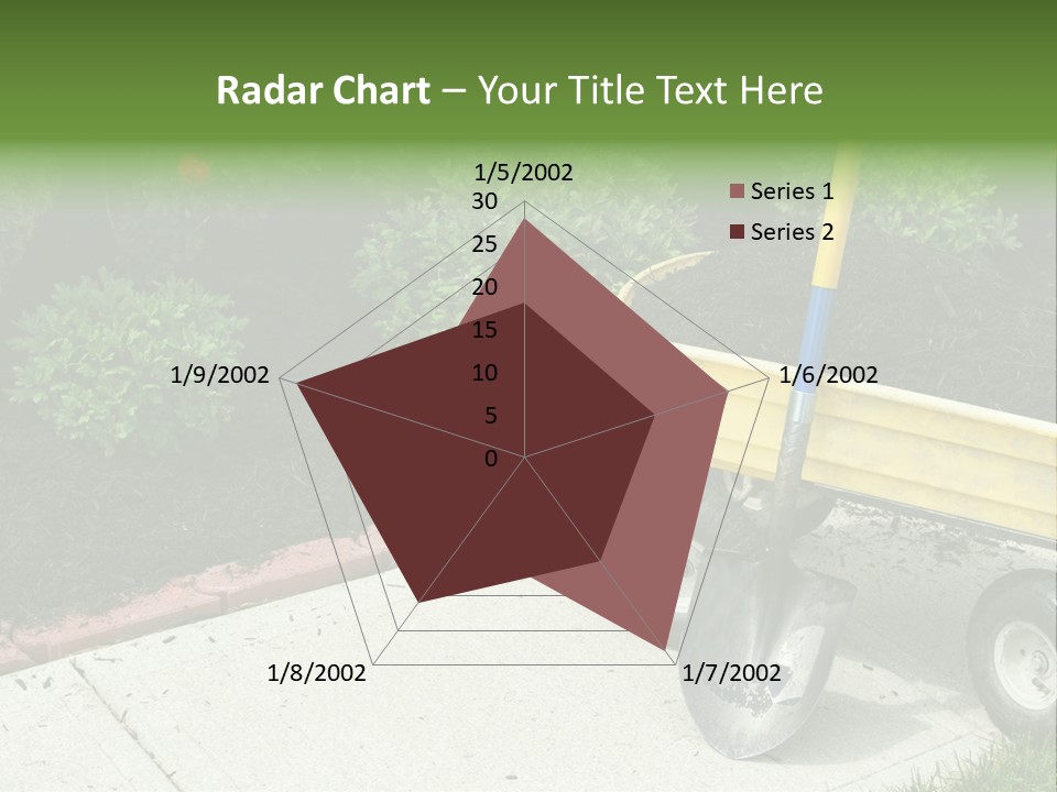 A Yellow Wheelbarrow With A Shovel On A Sidewalk PowerPoint Template