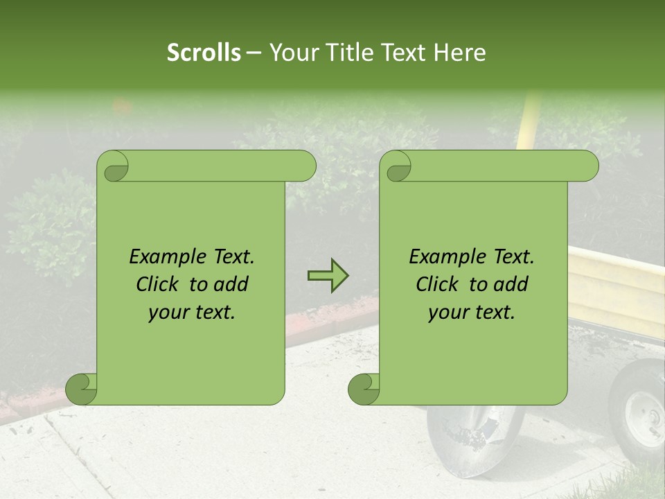 A Yellow Wheelbarrow With A Shovel On A Sidewalk PowerPoint Template