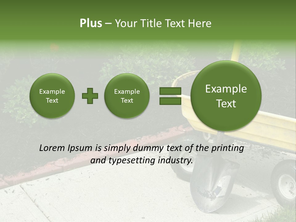 A Yellow Wheelbarrow With A Shovel On A Sidewalk PowerPoint Template