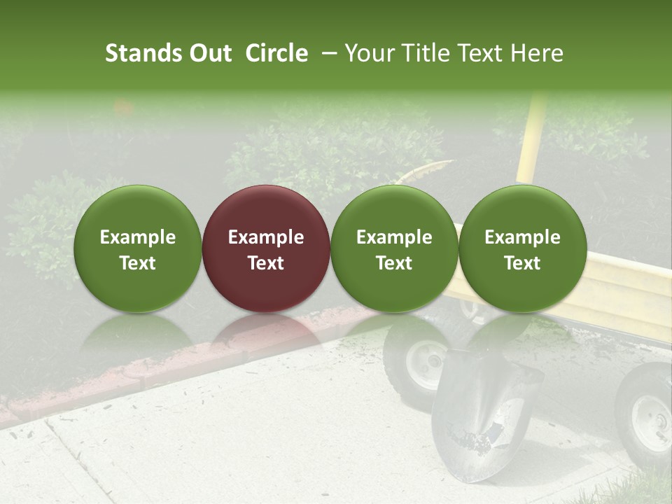 A Yellow Wheelbarrow With A Shovel On A Sidewalk PowerPoint Template