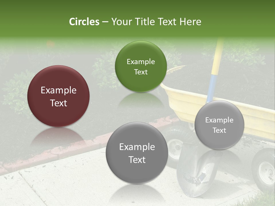 A Yellow Wheelbarrow With A Shovel On A Sidewalk PowerPoint Template