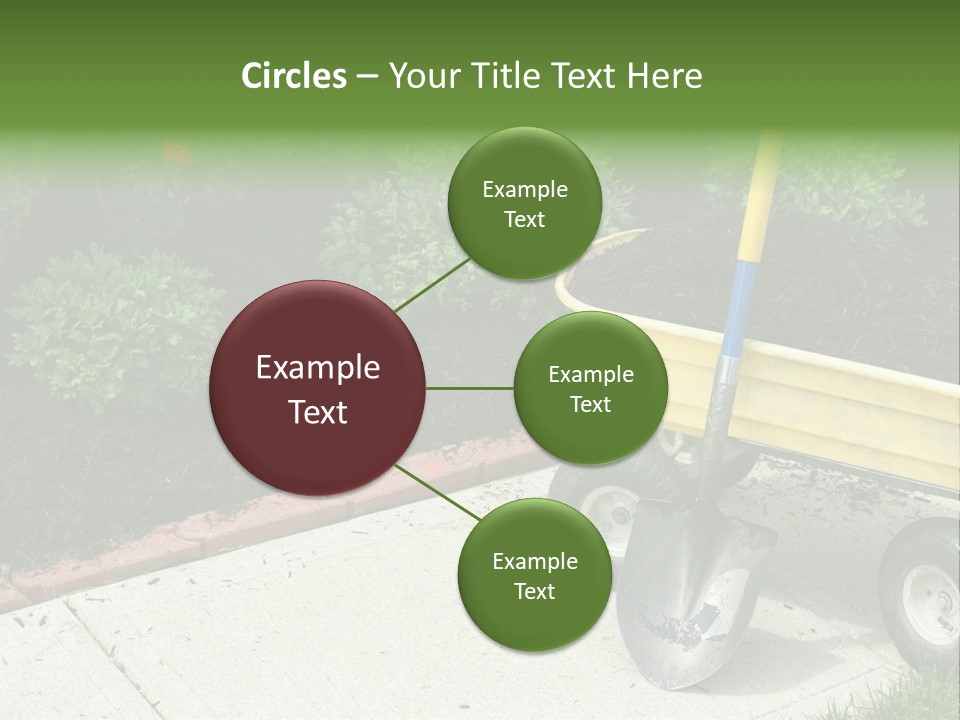 A Yellow Wheelbarrow With A Shovel On A Sidewalk PowerPoint Template